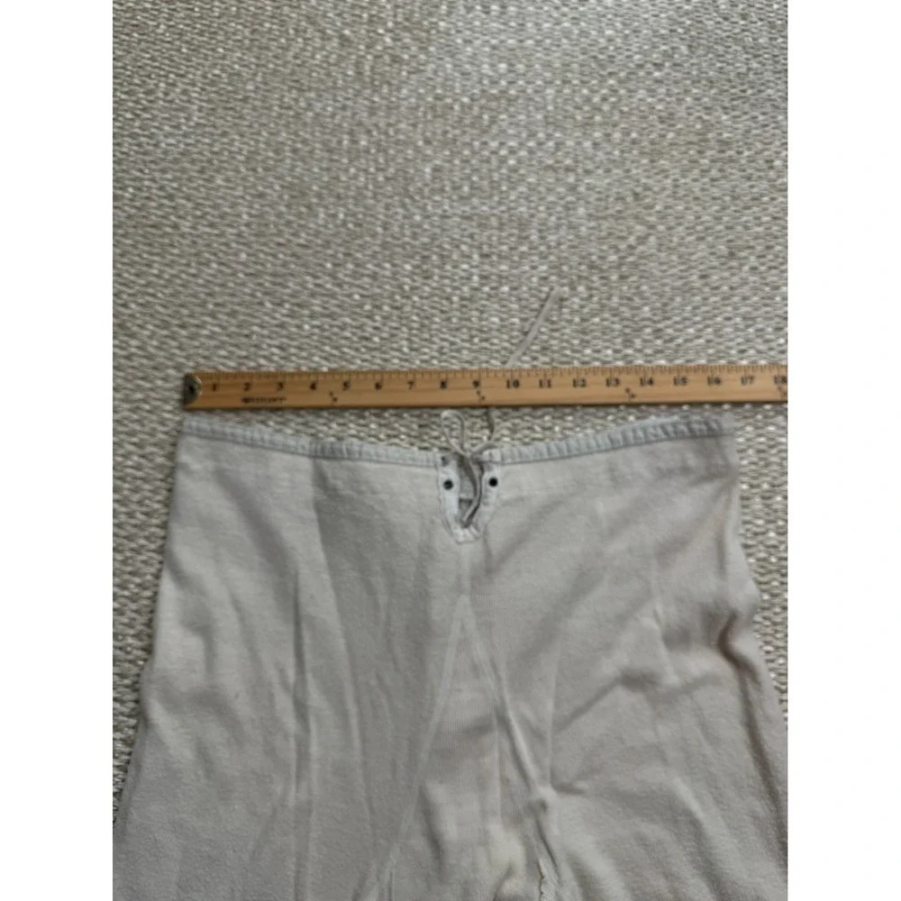 Vintage Pilgrim Mens Cream Knit Long Johns Drawstring Button Fly Size 38